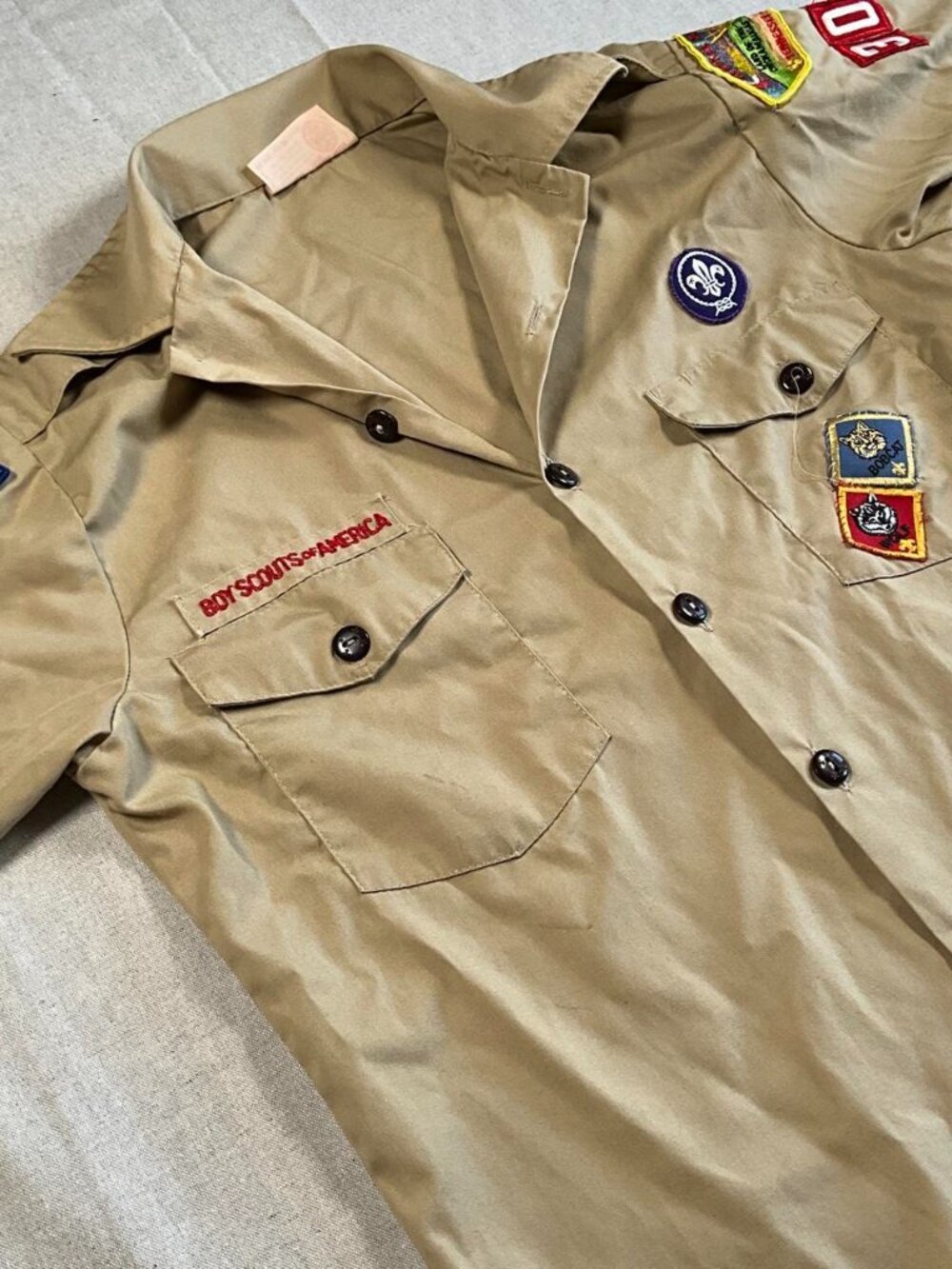 Mens Boy Scout of America Troop 3035 Gerogia Patches Unifrom Shirt (Small)